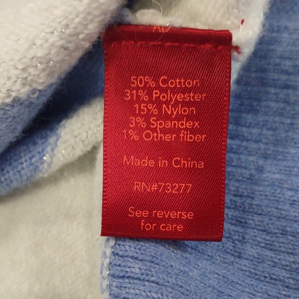 JENNIFER LOPEZ Blue and White Striped Women's Sweater - Picture 15 of 15
